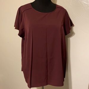 Flutter Sleeve Blouse- Burgundy